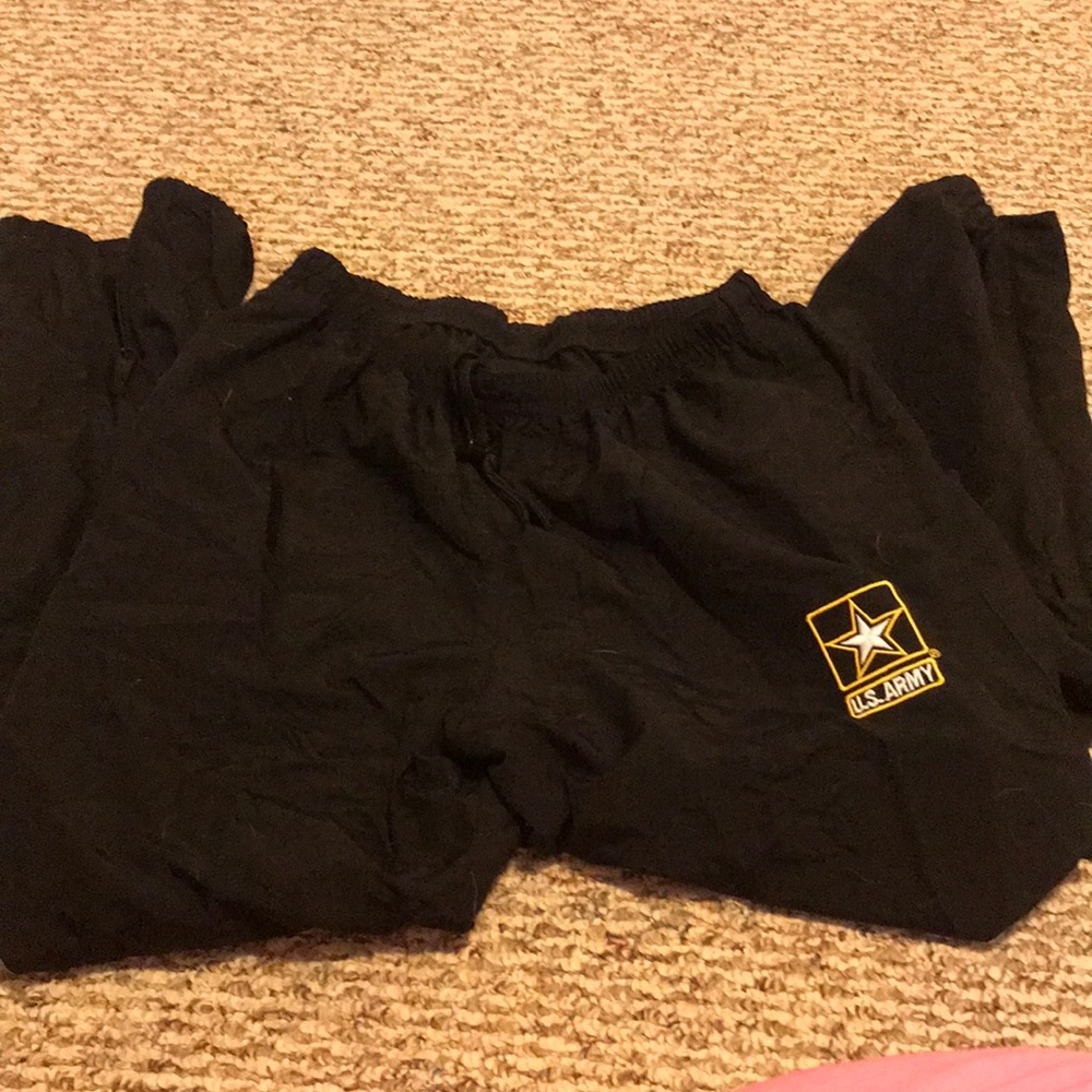 Army track pants with zipper at bottom